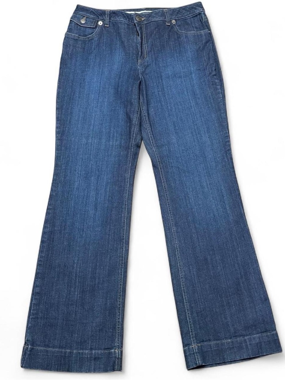 Lands End Original Fit Modern Leg Bootcut Premium Jeans Womens 12 Blue Stretch